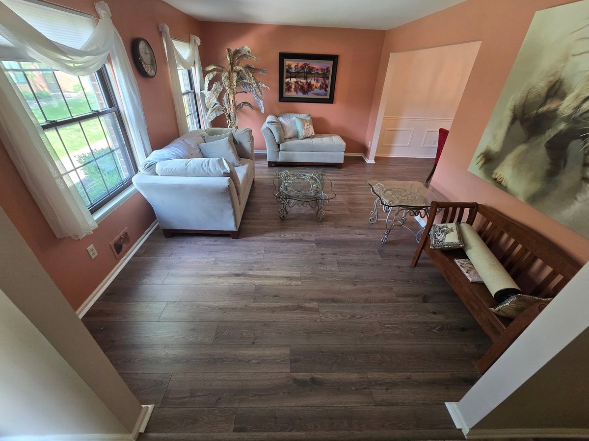 Plank flooring in a furnished living room